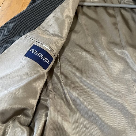 Oscar de la Renta 44S Brown check Plaid Suit Blazer Sports Jacket 3 Button Wool - Picture 11 of 13